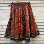 Vintage Mix Nouveau 100% Cotton Boho Patchwork Paisley Midi Skirt Red Black M Orange Size M Photo 2