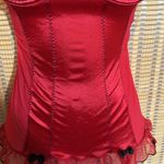 Victoria's Secret Bright Red Camisole Teddy Underwire Black Trim Garters 34B Photo 9