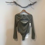 Urban Outfitters Out From Under Peek Velvet Long Sleeve Bodysuit in Dark Sage Photo 3