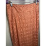 Cato Womens Peach Lace Skirt Size 8 Fitted Waist Boho Bodycon Maxi Skirt Fringed Photo 1