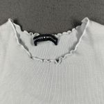 Brandy Melville  Shirt Womens Small Light Blue Lettuce Hem Ribbed Made in Italy Photo 1