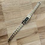 Seiko  Luxury Ladies Watch Two-Tone Bracelet Black Rectangular Dial Gold Markers Photo 6