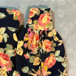 Loft Floral Puff Sleeve Terry Sweatshirt Black Rose Print Cozy Fall Pullover M Photo 2