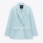 ZARA Sky Blue Flowy Blazer Photo 7