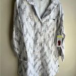 Eddie Bauer NWT Flannel Sleepshirt with Deer Graphic Size Large White and Gray Photo 0