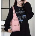 Contemporary Multiple Compartment Sling Bag Handbag Crossbody Black Audio Port Photo 0