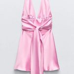 ZARA  dress mini halter pink satin bow wedding party coctail bridal shower evening  Photo 14