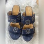 Jack Rogers  Margaux Suede Studded Wedge Sandals Denim Navy Blue size 8 shoes Photo 1