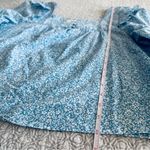 J.Crew Blue Ditsy Floral Top Cotton Ruffle Sleeve Square Neck Size L Photo 8