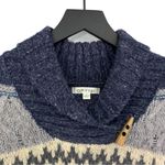 Orvis Fair Isle Chunky Knit Cowl Neck Sweater Grey Blue Cream S Photo 3