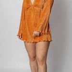 Le lis NEW! Golden yellow pleated bell sleeve V-neck romper size Medium Photo 0