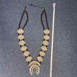 Squash Blossom Style necklace with real stone and bronze colored setting Brown Photo 8