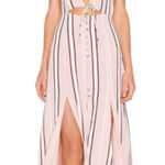 Privacy Please  Maxi Sherman Dress in Pink Button Up Tie Side Slits Size Medium Photo 0