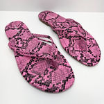 14th & Union  Womens Size 6 Pink Black Faux-leather Snake Embossed Flip-flop Sand Photo 0