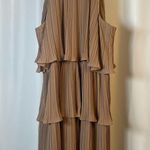 NEW Zesica XL Elegant Layered Pleated Midi Dress Wedding Formal High Neck Modest Brown Photo 0
