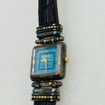 Ecclissi Sterling Silver 925 Blue Face Brown Leather Band Wristwatch Photo 5