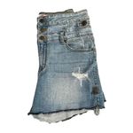 Eunina Blue Denim Cotton High Rise Front Button Closure Raw Hem Jeans L #1042 Photo 3