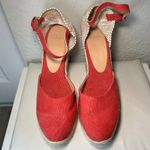 Castaner  Red Canvas Espadrille Wedge Heels Ankle Strap Women's 9.5 Made in Spain Photo 2