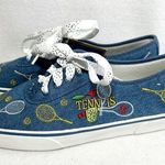 Sebastino Sneakers Women's 8.5 Blue Embroidered Tennis Shoes Rackets Comfort Photo 0