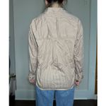 American Eagle Y2K Preppy Tan White Striped Longsleeve Collared Shirt Size XS Photo 3