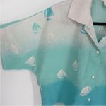 Willow Ridge Vintage 90s  Button Down Short Sleeve Shirt Nautical Beachy Sharks L Photo 5