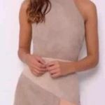 Rare London Suede Asymmetrical Mini Dress.  Photo 0