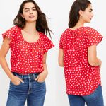 Loft Zoo Dot Scoop Neck Linen Blend Top Medium NWT Photo 1