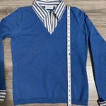 Villager by Liz Claiborne Petite Blue V Neck Sweater Knit Shirt Collar Combo M Size undefined Photo 9