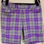 Nike  Golf Women’s 10 Purple Plaid Dri-Fit Bermuda Shorts Stretch Photo 0