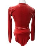Madewell  Rusty Orange Long Sleeve Velvet Wrap Bodysuit, Sz S Photo 6