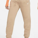 Nike Women’s Phoenix Fleece Joggers Pants Pull On High Waisted in Brown Cream M Photo 0