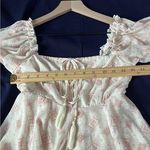 Free People  Cream & Pink Geometric Patterned‎ Chiffon Balloon Sleeves Mini Dress Photo 12