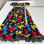 RIXO Dress Womens Size 2 Black Floral Print Off Shoulder Puff Sleeve Maxi Photo 9