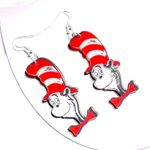 The cat‎ in the hat acrylic clear/red/black dangle earrings Red Photo 0