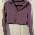 ZARA Houndstooth Pink & Black Crop Polo Long Sleeve Top Photo 0