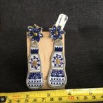 Felt Fabric, Rhinestone & Beaded Beer Bottle Earrings, Purple, White, Gold Photo 14