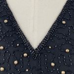 Scala Vintage Beaded Silk Blouse Top Long Sleeve V Neck Black Gold NEW Womens S Photo 3