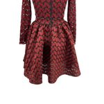 Maje Royani Jacquard Dress Fit & Flare Long Sleeve Red Black Size 1 US Small Photo 14
