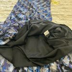 NWT SANGRIA Lined 100% Silk Dress Black Blue Geometric With Side Zip Sz 4 Boho Photo 3