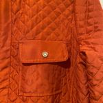 Chico's NWT Rustic Orange Quilted Full Gold Zip Jacket Faux Leather Trim Size M Photo 3