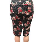 ABN Floral Pencil Skirt M Black White Dot High Waist Stretchy Retro Made USA Size M Photo 4