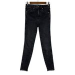 We The Free  Jeans Size 27 Denim Jegging Raw Hem High‎ Waist Cropped Black Photo 2