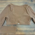 Alo Yoga  Ribbed Defined Long Sleeve Bra Medium Espresso Brown Crop Top Photo 1