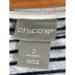 Chico's  Top 2 Large White Black Striped 100% Linen Gold Button Up Back Photo 6