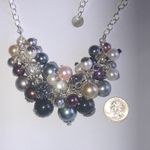 Elegant Multicolor Faux Pearl Cluster Boho Statement Necklace Silver Photo 5