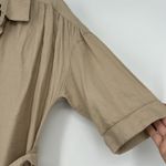 Tahari  Linen Button Front Shirt Dress Brown Tan Belted Dolman Sleeves Size S Photo 2