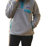 Patagonia Re-Tool Fleece Jacket Womens Sz XS Grey Teal Snap-T Pullover Hiking Photo 0