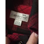Coldwater Creek Womens Plaid Cape Coat Poncho Red Black Button Pockets Photo 6