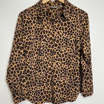 Motto‎ Button Front Womens Animal Print Shirt Long Sleeve Size 8 Brown Size M Photo 0