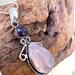 925 Sterling Silver Amethyst Rose Quartz Angel Necklace womens jewelry Pink Photo 4